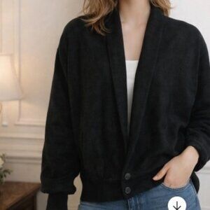 Fitted Jacket Poly Lined Small Black Babydoll  Shoulder Pads Touch USA